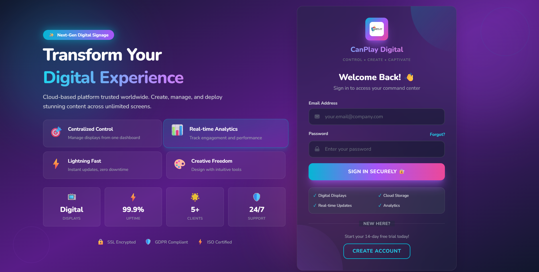 Digital Signage Platform Screenshot